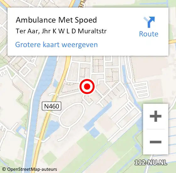 Locatie op kaart van de 112 melding: Ambulance Met Spoed Naar Ter Aar, Jhr K W L D Muraltstr op 14 juni 2014 02:05