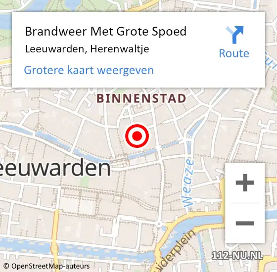 Locatie op kaart van de 112 melding: Brandweer Met Grote Spoed Naar Leeuwarden, Herenwaltje op 22 juni 2021 16:47