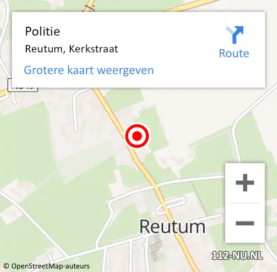 Locatie op kaart van de 112 melding: Politie Reutum, Kerkstraat op 22 juni 2021 17:02