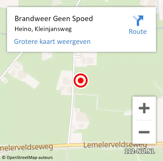 Locatie op kaart van de 112 melding: Brandweer Geen Spoed Naar Heino, Kleinjansweg op 22 juni 2021 17:26