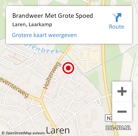 Locatie op kaart van de 112 melding: Brandweer Met Grote Spoed Naar Laren, Laarkamp op 22 juni 2021 17:30