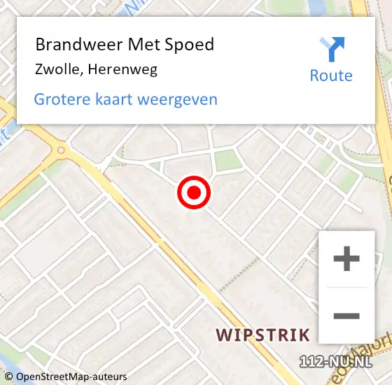 Locatie op kaart van de 112 melding: Brandweer Met Spoed Naar Zwolle, Herenweg op 22 juni 2021 18:20