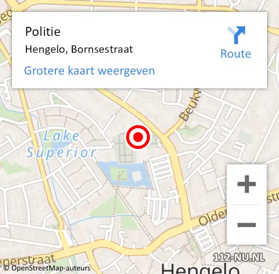 Locatie op kaart van de 112 melding: Politie Hengelo, Bornsestraat op 22 juni 2021 18:37