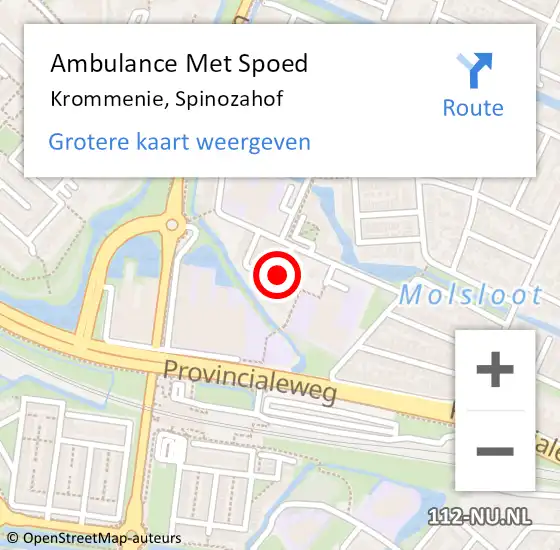 Locatie op kaart van de 112 melding: Ambulance Met Spoed Naar Krommenie, Spinozahof op 22 juni 2021 18:45