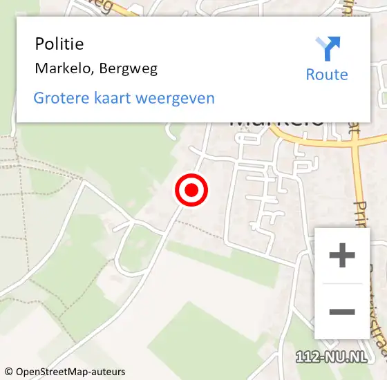 Locatie op kaart van de 112 melding: Politie Markelo, Bergweg op 22 juni 2021 19:09