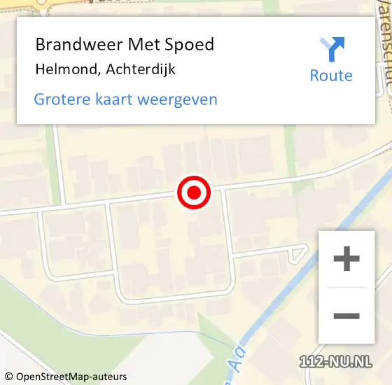 Locatie op kaart van de 112 melding: Brandweer Met Spoed Naar Helmond, Achterdijk op 22 juni 2021 19:46