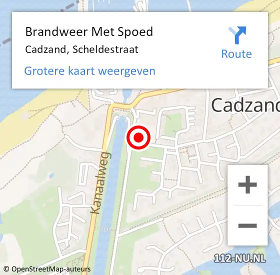 Locatie op kaart van de 112 melding: Brandweer Met Spoed Naar Cadzand, Scheldestraat op 22 juni 2021 20:09
