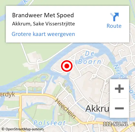 Locatie op kaart van de 112 melding: Brandweer Met Spoed Naar Akkrum, Sake Visserstrjitte op 22 juni 2021 20:16