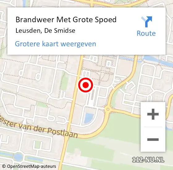 Locatie op kaart van de 112 melding: Brandweer Met Grote Spoed Naar Leusden, De Smidse op 22 juni 2021 20:17