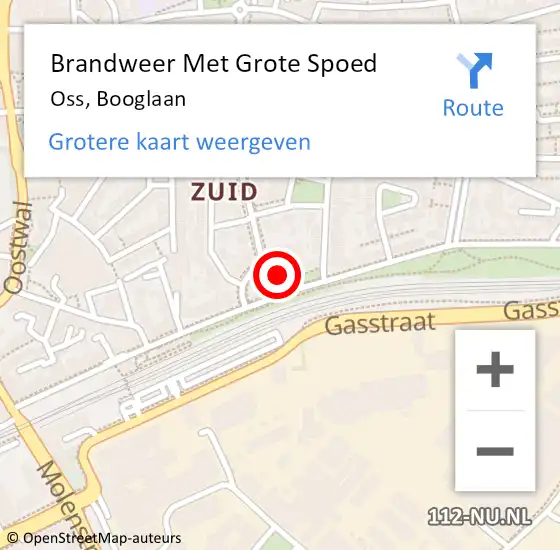 Locatie op kaart van de 112 melding: Brandweer Met Grote Spoed Naar Oss, Booglaan op 22 juni 2021 20:54