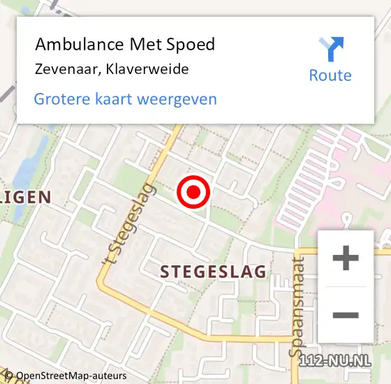 Locatie op kaart van de 112 melding: Ambulance Met Spoed Naar Zevenaar, Klaverweide op 22 juni 2021 21:35