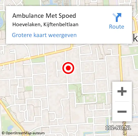 Locatie op kaart van de 112 melding: Ambulance Met Spoed Naar Hoevelaken, Kijftenbeltlaan op 22 juni 2021 21:49