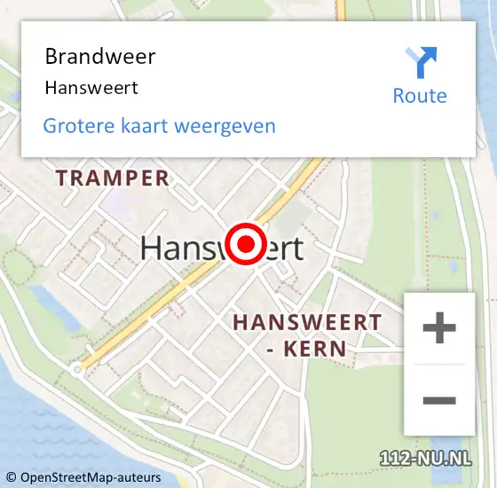 Locatie op kaart van de 112 melding: Brandweer Hansweert op 22 juni 2021 22:05