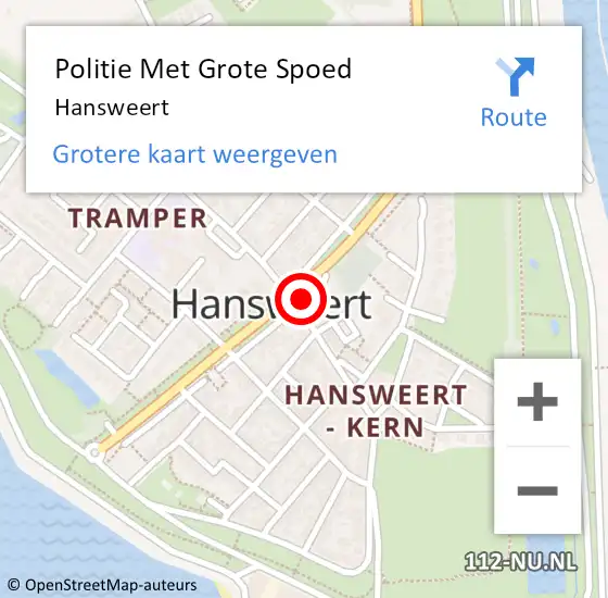 Locatie op kaart van de 112 melding: Politie Met Grote Spoed Naar Hansweert op 22 juni 2021 22:14