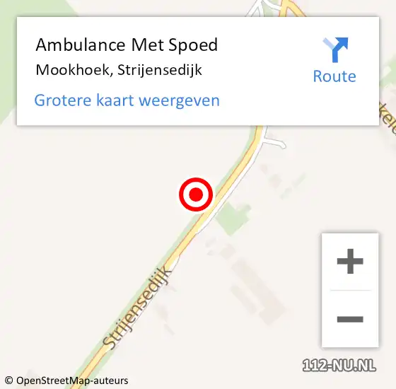 Locatie op kaart van de 112 melding: Ambulance Met Spoed Naar Mookhoek, Strijensedijk op 22 juni 2021 22:33