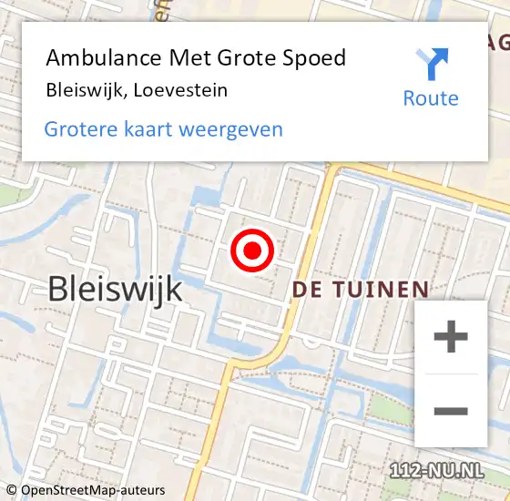 Locatie op kaart van de 112 melding: Ambulance Met Grote Spoed Naar Bleiswijk, Loevestein op 22 juni 2021 22:34