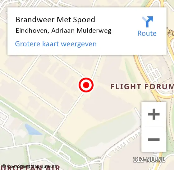 Locatie op kaart van de 112 melding: Brandweer Met Spoed Naar Eindhoven, Adriaan Mulderweg op 22 juni 2021 22:39