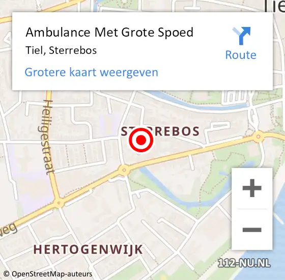 Locatie op kaart van de 112 melding: Ambulance Met Grote Spoed Naar Tiel, Sterrebos op 22 juni 2021 22:54