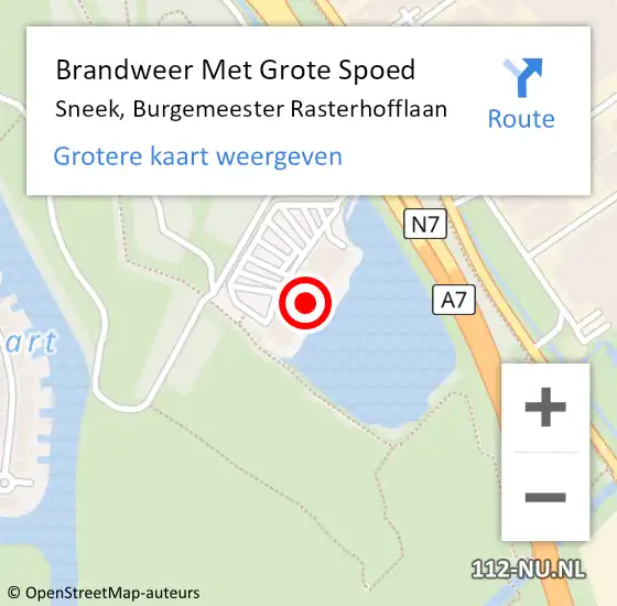 Locatie op kaart van de 112 melding: Brandweer Met Grote Spoed Naar Sneek, Burgemeester Rasterhofflaan op 22 juni 2021 23:39