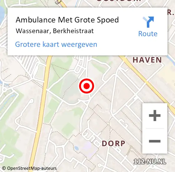 Locatie op kaart van de 112 melding: Ambulance Met Grote Spoed Naar Wassenaar, Berkheistraat op 22 juni 2021 23:54