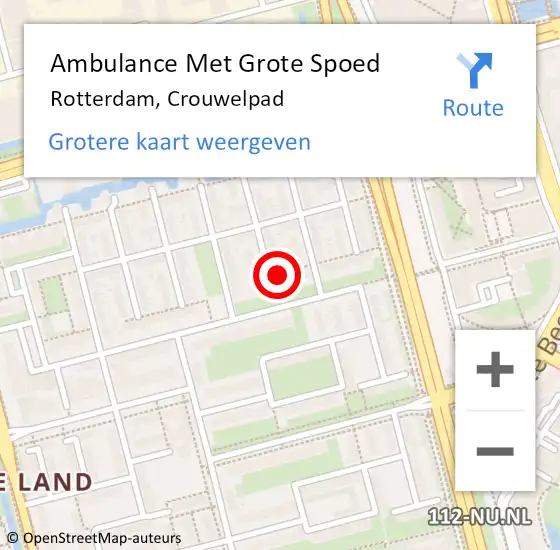 Locatie op kaart van de 112 melding: Ambulance Met Grote Spoed Naar Rotterdam, Crouwelpad op 23 juni 2021 00:41