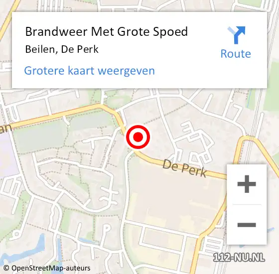 Locatie op kaart van de 112 melding: Brandweer Met Grote Spoed Naar Beilen, De Perk op 23 juni 2021 01:05