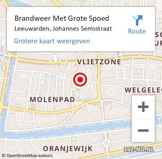 Locatie op kaart van de 112 melding: Brandweer Met Grote Spoed Naar Leeuwarden, Johannes Semsstraat op 23 juni 2021 01:29