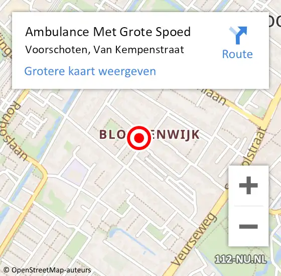 Locatie op kaart van de 112 melding: Ambulance Met Grote Spoed Naar Voorschoten, Van Kempenstraat op 23 juni 2021 01:37