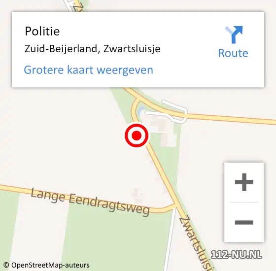 Locatie op kaart van de 112 melding: Politie Zuid-Beijerland, Zwartsluisje op 23 juni 2021 01:44