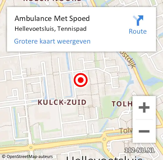 Locatie op kaart van de 112 melding: Ambulance Met Spoed Naar Hellevoetsluis, Tennispad op 23 juni 2021 04:34