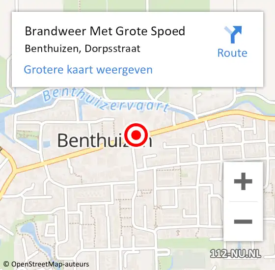 Locatie op kaart van de 112 melding: Brandweer Met Grote Spoed Naar Benthuizen, Dorpsstraat op 14 juni 2014 03:24