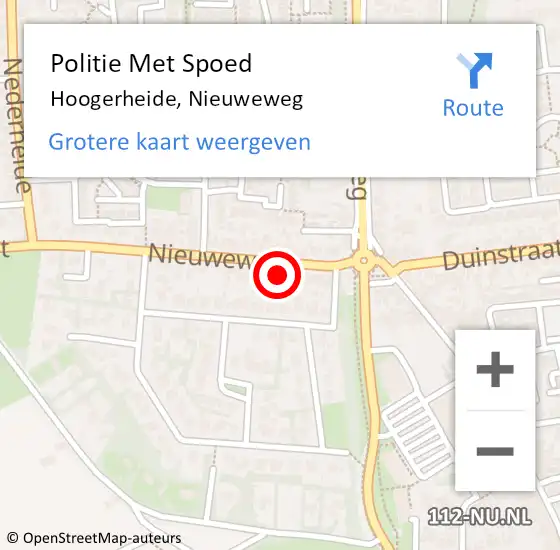 Locatie op kaart van de 112 melding: Politie Met Spoed Naar Hoogerheide, Nieuweweg op 23 juni 2021 05:41