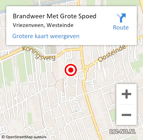 Locatie op kaart van de 112 melding: Brandweer Met Grote Spoed Naar Vriezenveen, Westeinde op 23 juni 2021 06:19