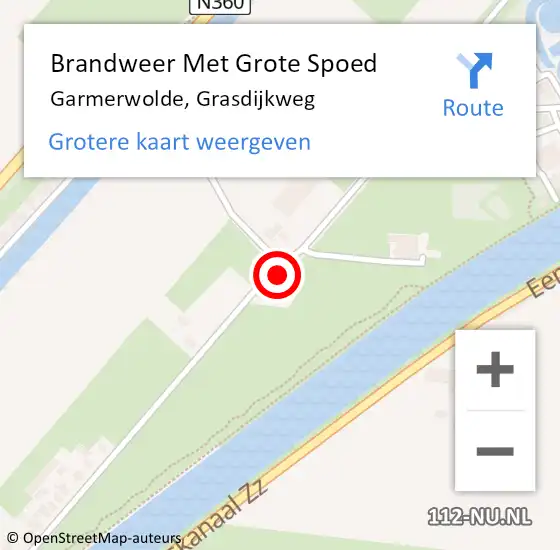Locatie op kaart van de 112 melding: Brandweer Met Grote Spoed Naar Garmerwolde, Grasdijkweg op 23 juni 2021 06:29