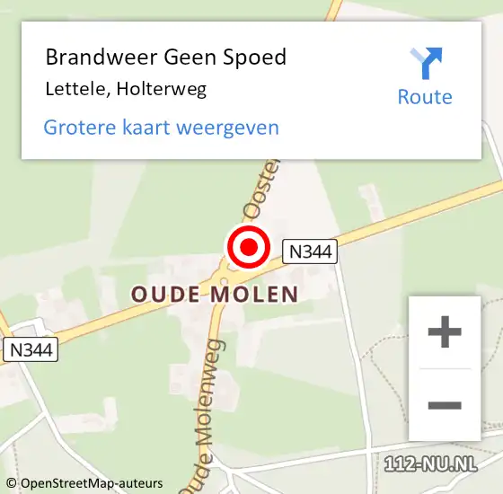 Locatie op kaart van de 112 melding: Brandweer Geen Spoed Naar Lettele, Holterweg op 23 juni 2021 07:16
