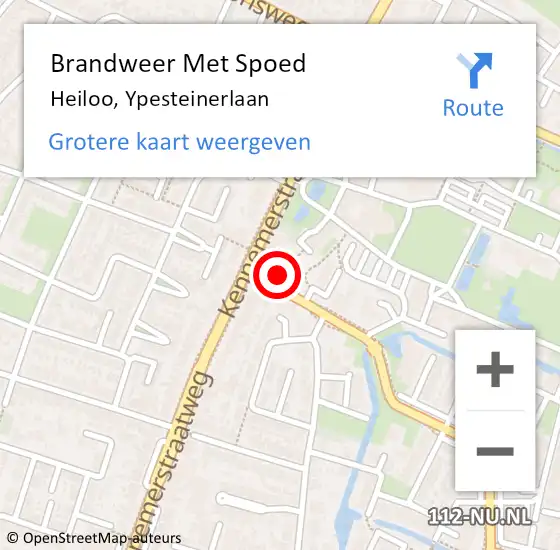 Locatie op kaart van de 112 melding: Brandweer Met Spoed Naar Heiloo, Ypesteinerlaan op 23 juni 2021 07:33