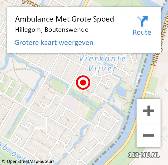 Locatie op kaart van de 112 melding: Ambulance Met Grote Spoed Naar Hillegom, Boutenswende op 23 juni 2021 07:33