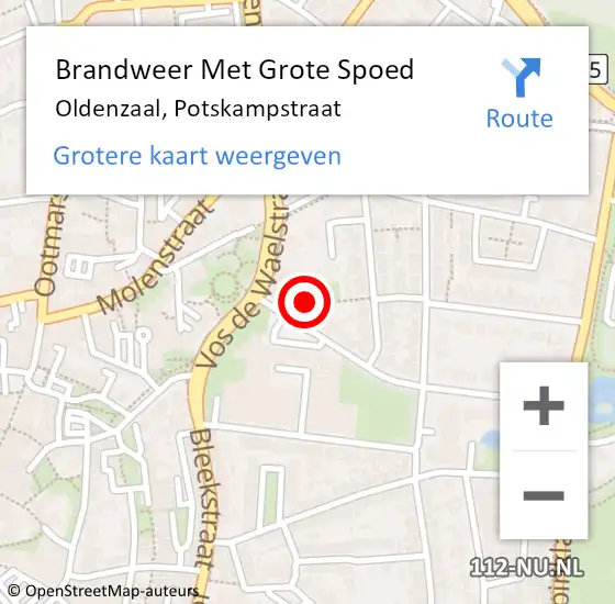 Locatie op kaart van de 112 melding: Brandweer Met Grote Spoed Naar Oldenzaal, Potskampstraat op 23 juni 2021 07:48