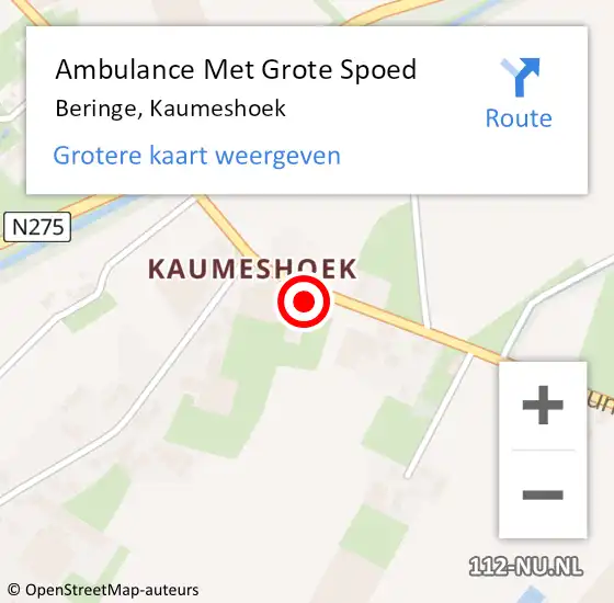 Locatie op kaart van de 112 melding: Ambulance Met Grote Spoed Naar Beringe, Kaumeshoek op 14 juni 2014 03:40