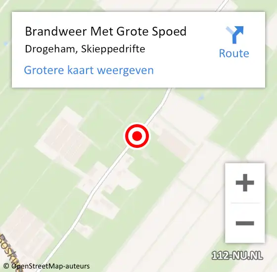 Locatie op kaart van de 112 melding: Brandweer Met Grote Spoed Naar Drogeham, Skieppedrifte op 23 juni 2021 07:55