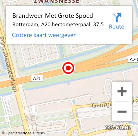 Locatie op kaart van de 112 melding: Brandweer Met Grote Spoed Naar Rotterdam, A20 hectometerpaal: 37,5 op 23 juni 2021 08:36