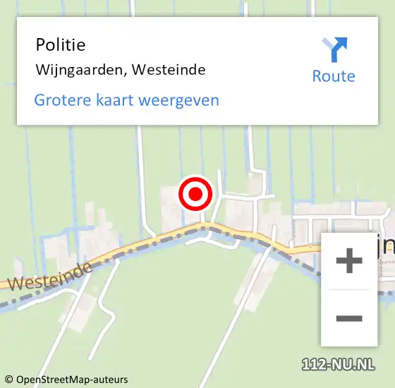 Locatie op kaart van de 112 melding: Politie Wijngaarden, Westeinde op 23 juni 2021 08:42