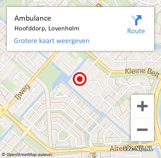 Locatie op kaart van de 112 melding: Ambulance Hoofddorp, Lovenholm op 23 juni 2021 09:06