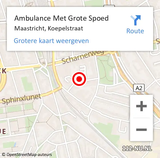 Locatie op kaart van de 112 melding: Ambulance Met Grote Spoed Naar Maastricht, Koepelstraat op 23 juni 2021 09:31