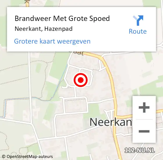 Locatie op kaart van de 112 melding: Brandweer Met Grote Spoed Naar Neerkant, Hazenpad op 23 juni 2021 09:53