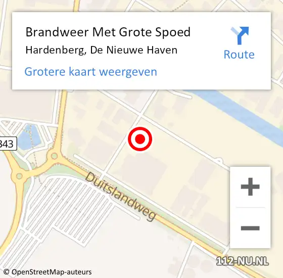 Locatie op kaart van de 112 melding: Brandweer Met Grote Spoed Naar Hardenberg, De Nieuwe Haven op 23 juni 2021 10:02