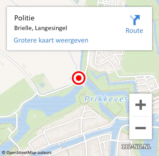 Locatie op kaart van de 112 melding: Politie Brielle, Langesingel op 23 juni 2021 10:07