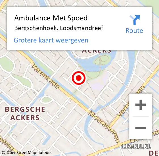 Locatie op kaart van de 112 melding: Ambulance Met Spoed Naar Bergschenhoek, Loodsmandreef op 23 juni 2021 10:12