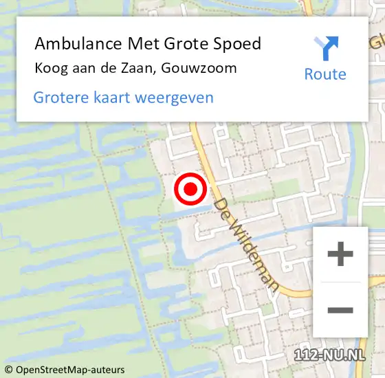 Locatie op kaart van de 112 melding: Ambulance Met Grote Spoed Naar Koog aan de Zaan, Gouwzoom op 23 juni 2021 10:52