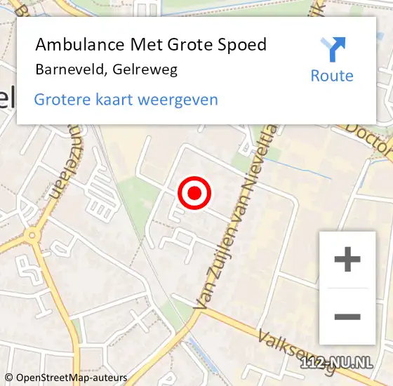 Locatie op kaart van de 112 melding: Ambulance Met Grote Spoed Naar Barneveld, Gelreweg op 23 juni 2021 11:24